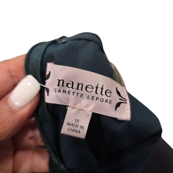 Anthropologie‎ Nanette Lepore Dress Women's 10 Green Embroidered Lace Sleeveless - Picture 7 of 8